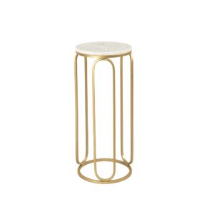 Natural White Marble And Mango Brown Wood Drink table