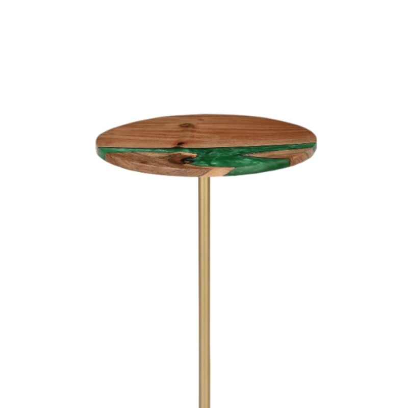 Marble And Wood Resin Top Drink Table