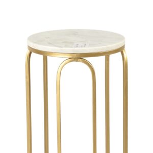 Natural White Marble And Mango Brown Wood Drink table