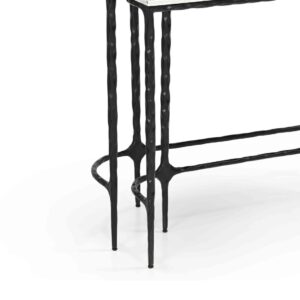 Marble Top And Hammered Leg Console Table Set of 2