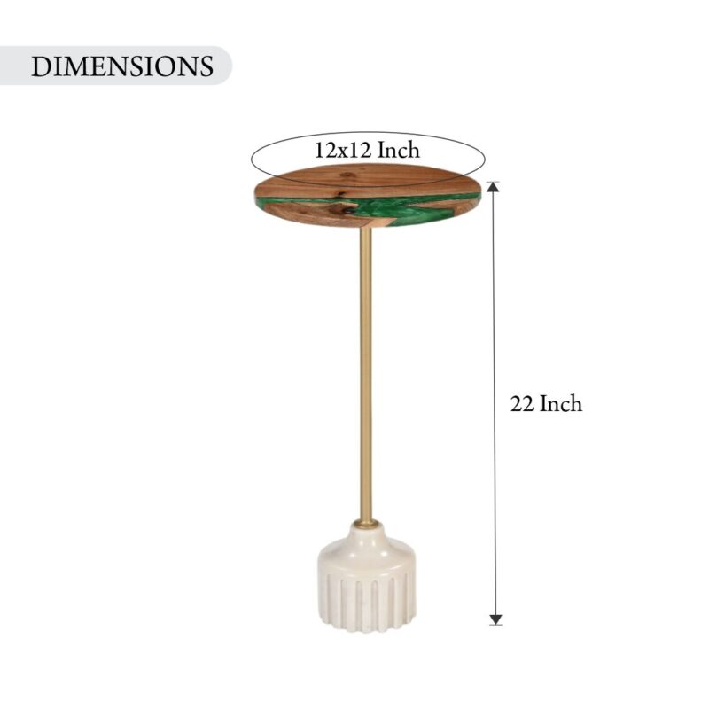 Marble And Wood Resin Top Drink Table