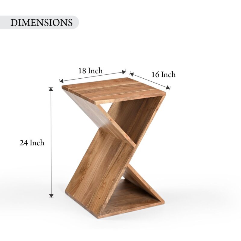 Natural Wood Magzine Rack Side Table