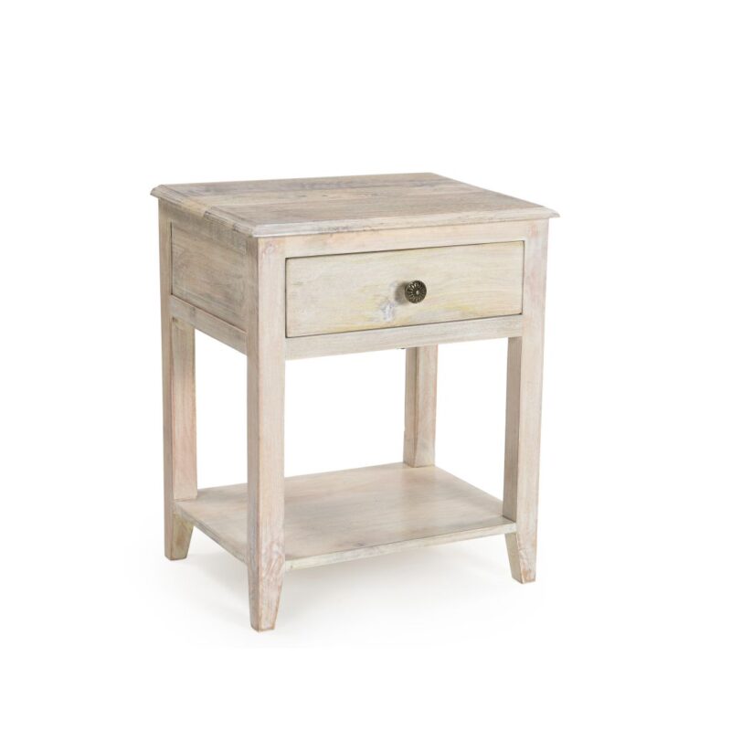Whitewash One Drawer And Shelf Nightstand