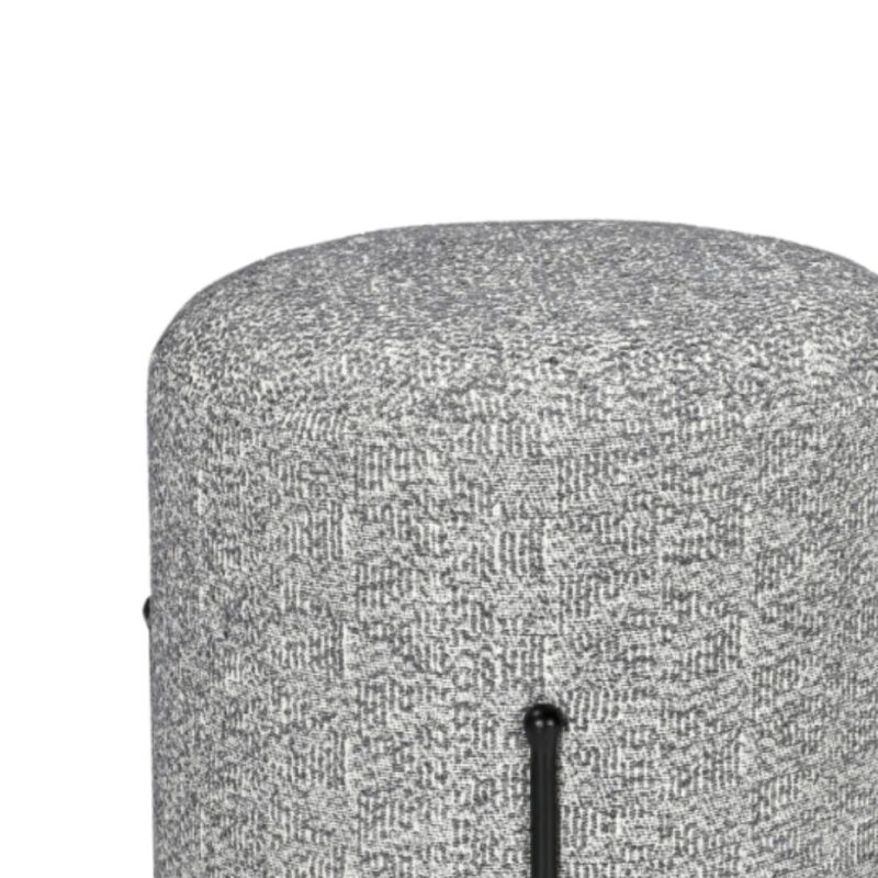 Natural Fabric Pouf with Natural Wood Base
