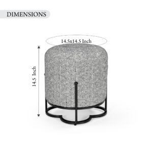 Natural Fabric Pouf with Natural Wood Base