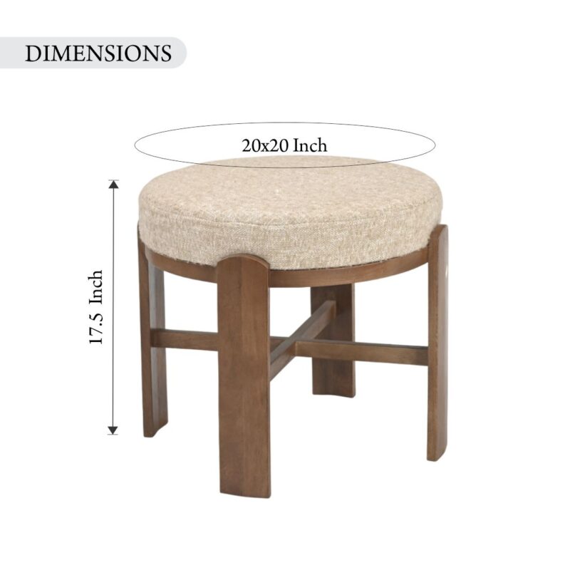 Upholstery Seat and Wood Base Pouf