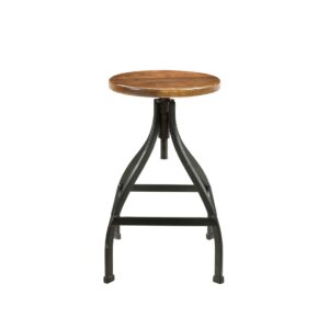 Honey Natural Wood And Iron Black Bar Stool