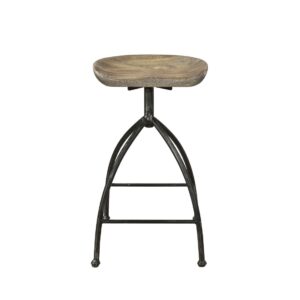 Sandblast Grey Wood And Iron Black Counter Stool
