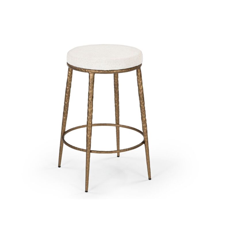 Hammered Iron Upholstered Seat Counter Stool