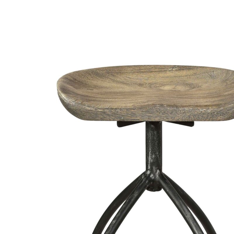 Sandblast Grey Wood And Iron Black Counter Stool