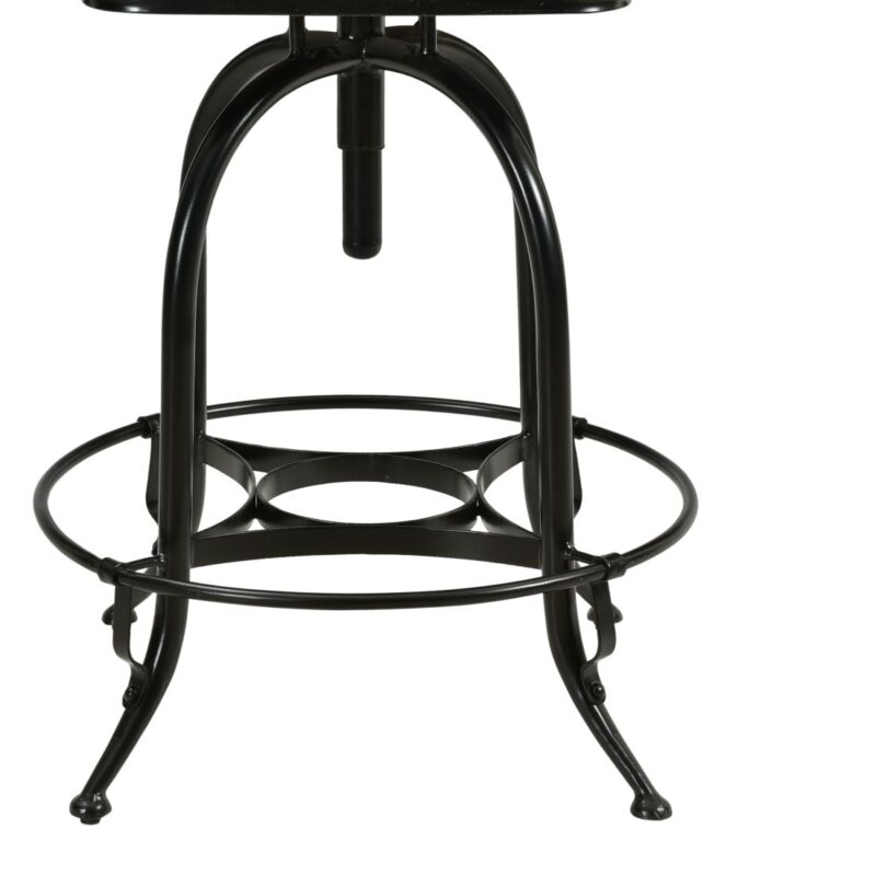 Honey Wood And Black Iron Adjustable Counter Chair