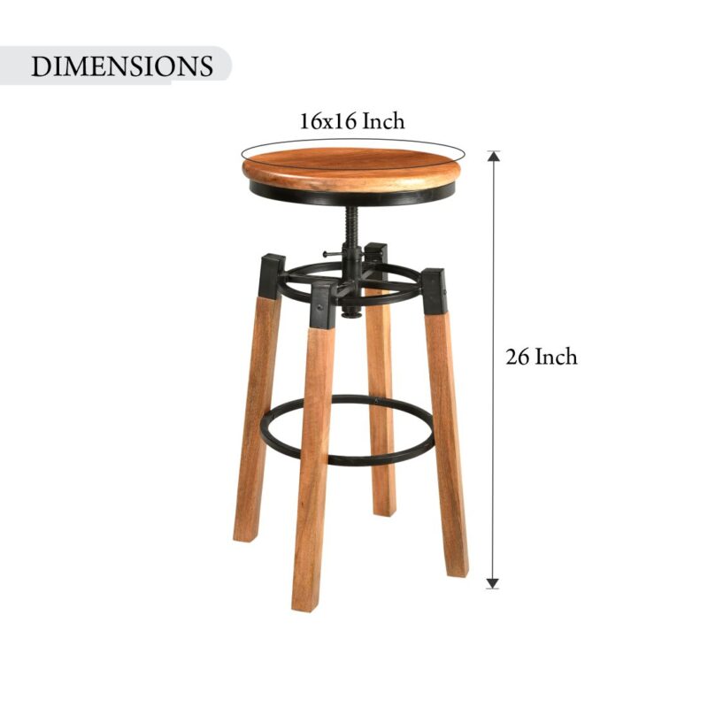 Honey Natural Wood Top Adjustable Stool