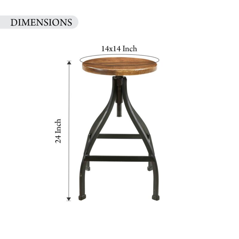 Honey Natural Wood And Iron Black Bar Stool